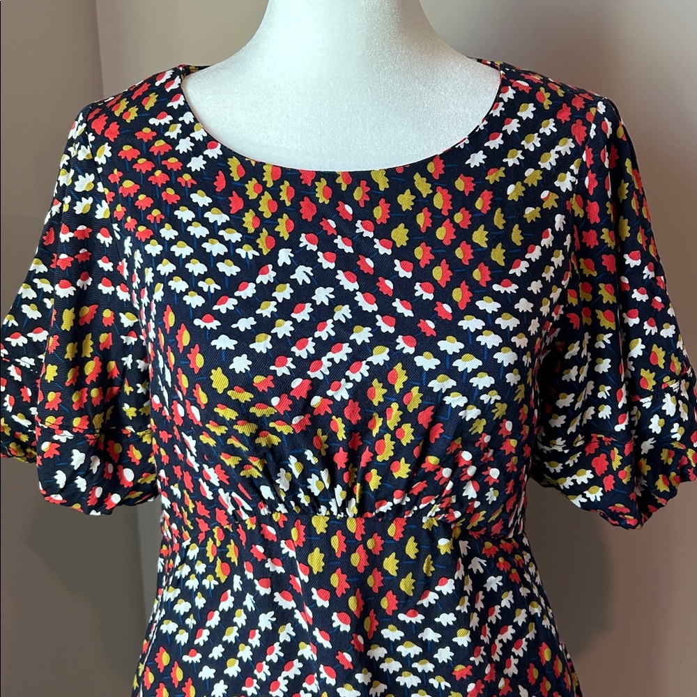 Anthropologie Maeve Melody Mini Dress Size Navy Floral Red White size 4P - Picture 6 of 12